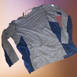 Smartwool Striped Gray and Yellow Crew Neck